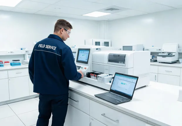 Field service engineer in diagnostics lab